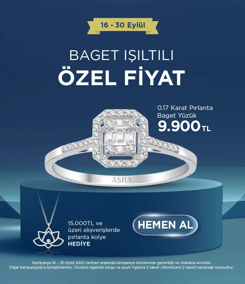 16-30 Eylül Pırlanta Baget Yüzük 