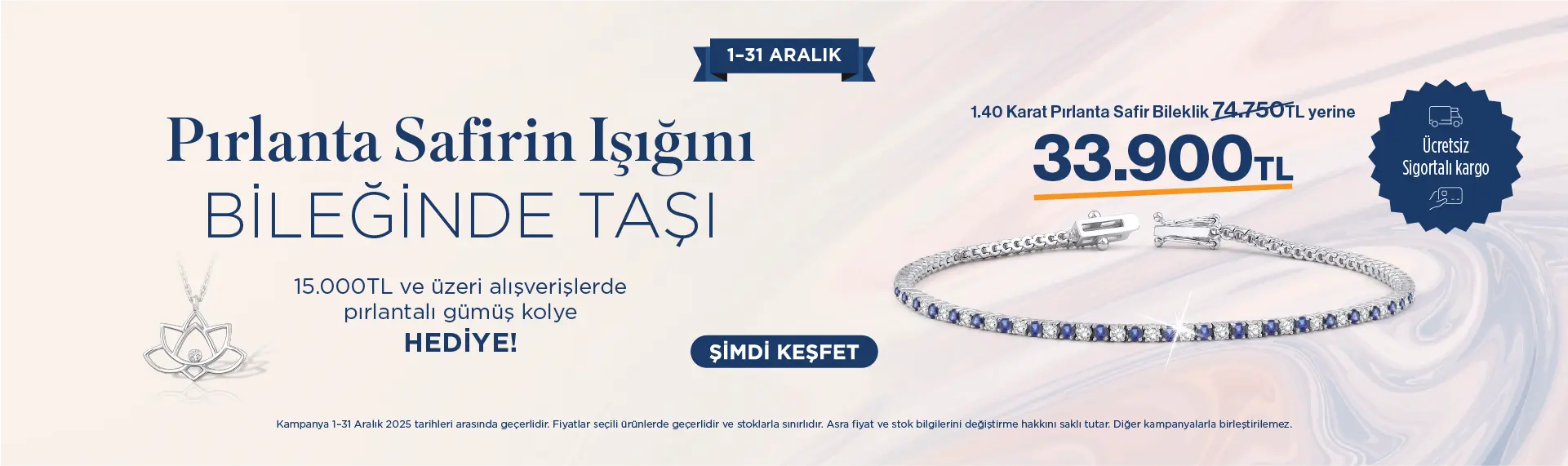 1.40 karat pırlanta safir su yolu bileklik