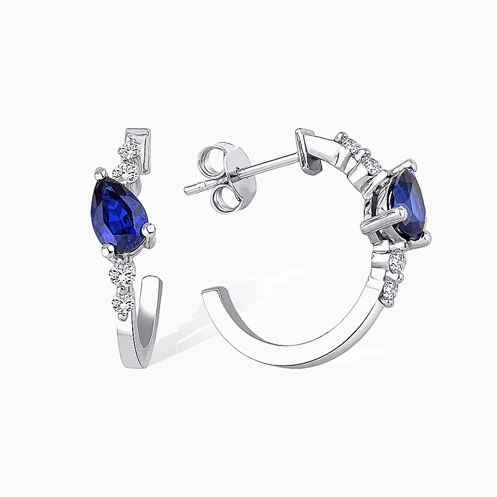 1.03 Karat Pırlanta Safir Küpe