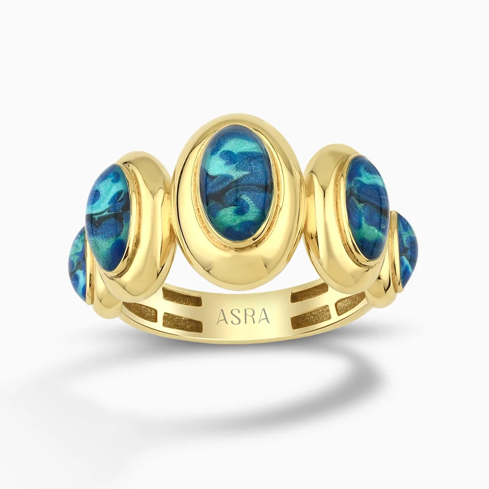 Virella Mavi Mineli Altın Yüzük