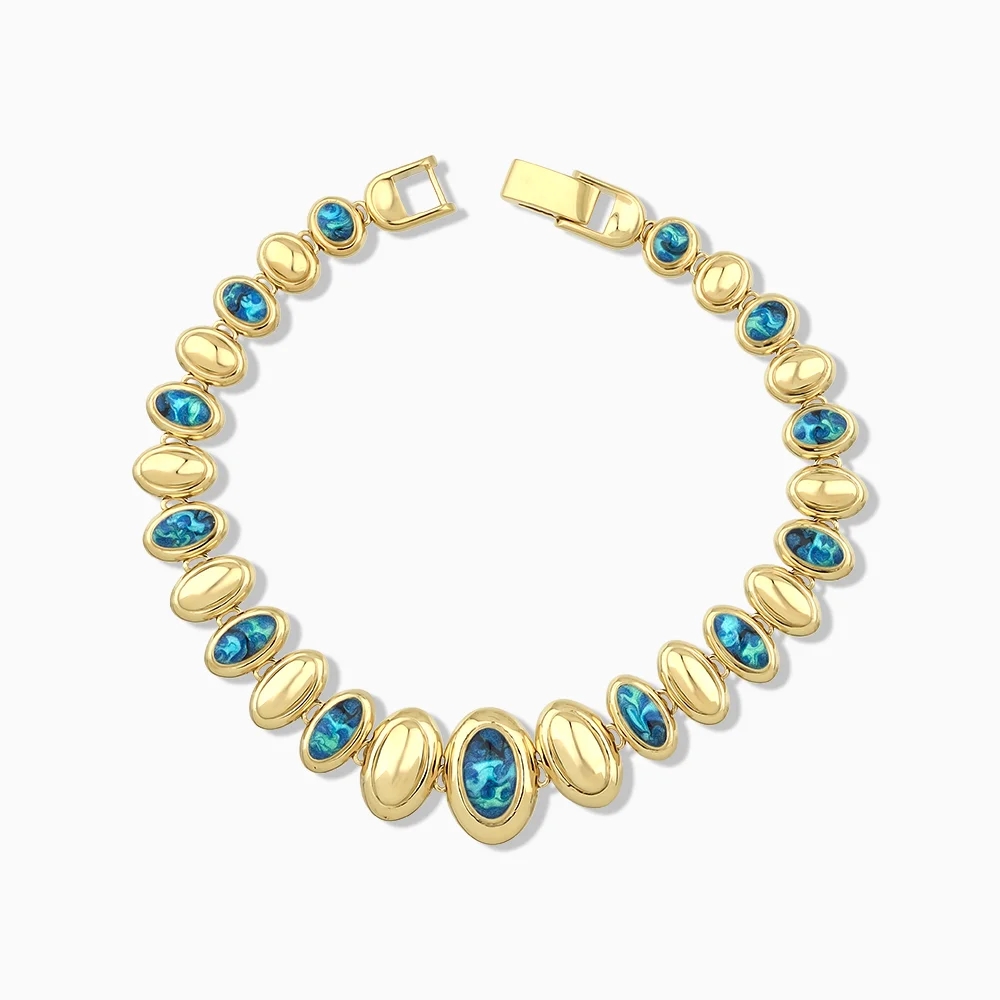 Virella Mavi Mineli Altın Bileklik