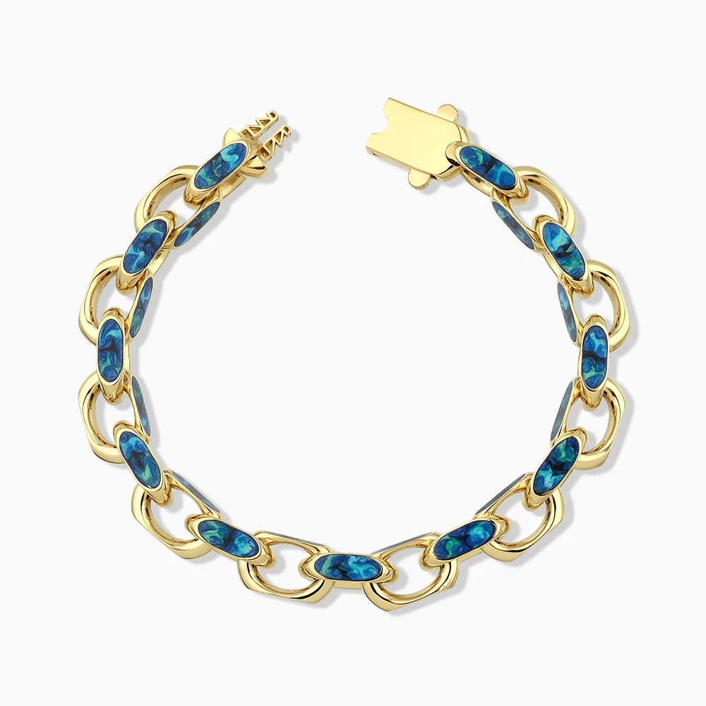 Elvona Mavi Mineli Altın Bileklik