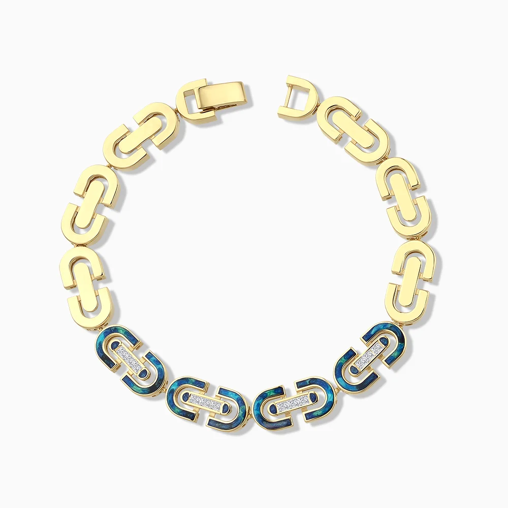 Rilora Mavi Mineli Altın Bileklik