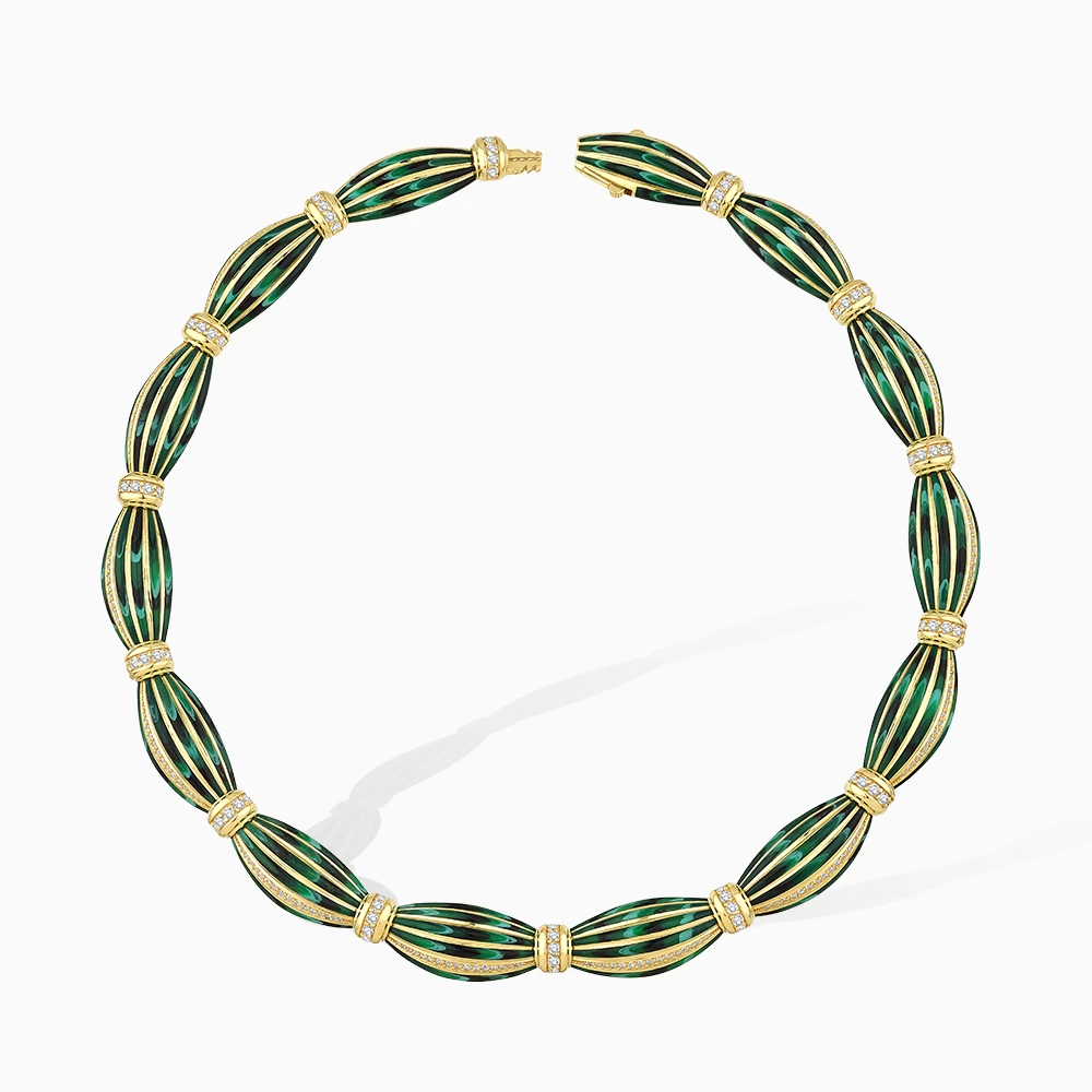 Elani Yeşil Mineli Altın Gerdanlık