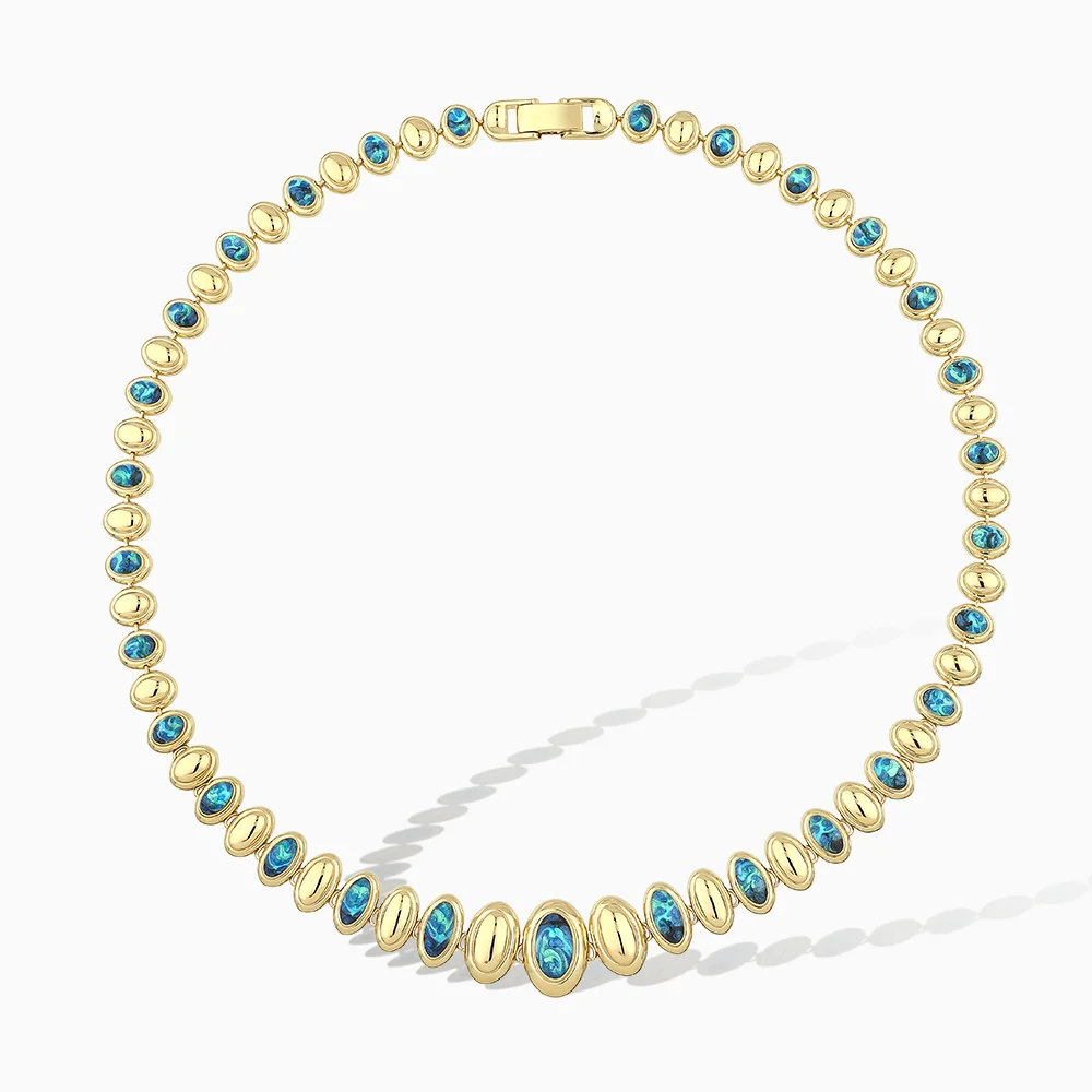 Virella Mavi Mineli Altın Gerdanlık