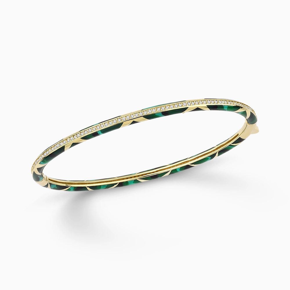 Vesper Yeşil Mineli Altın Kelepçe Bileklik