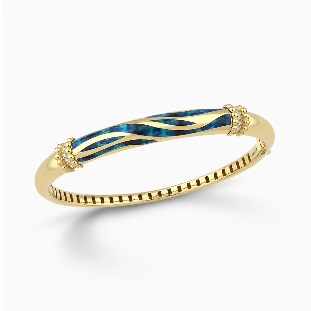 Noral Mavi Mineli Altın Kelepçe Bileklik