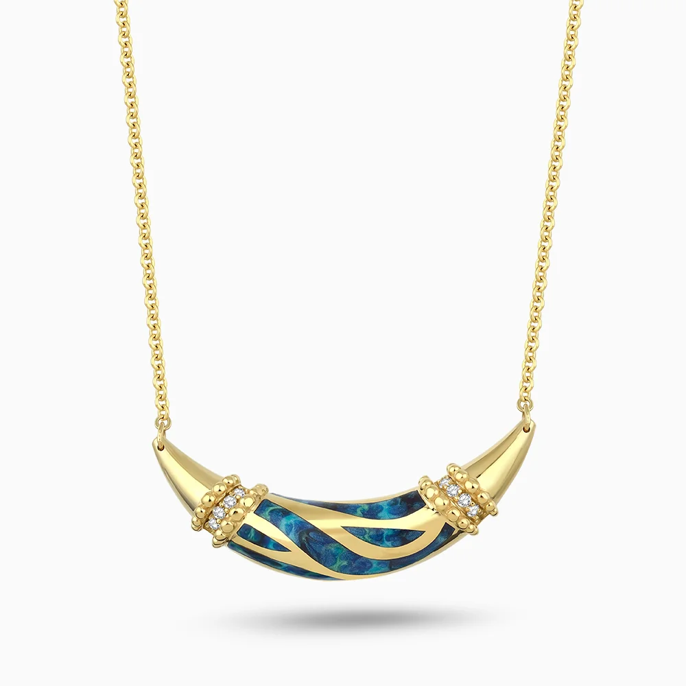 Noral Mavi Mineli Altın Kolye