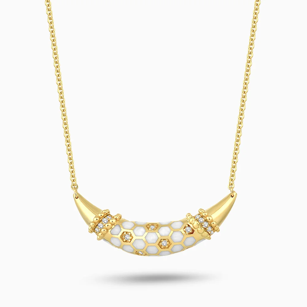 Miren Beyaz Mineli Altın Kolye