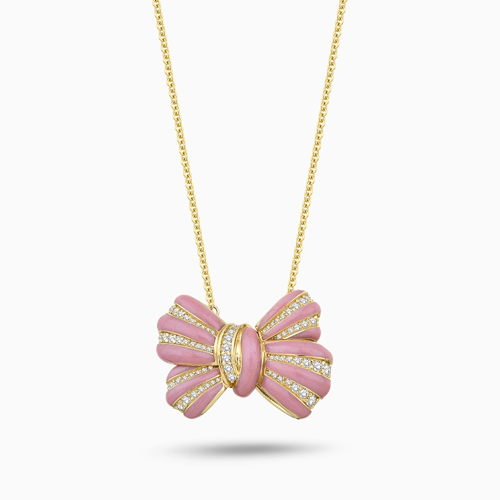 Fiora Pembe Mineli Altın Kolye