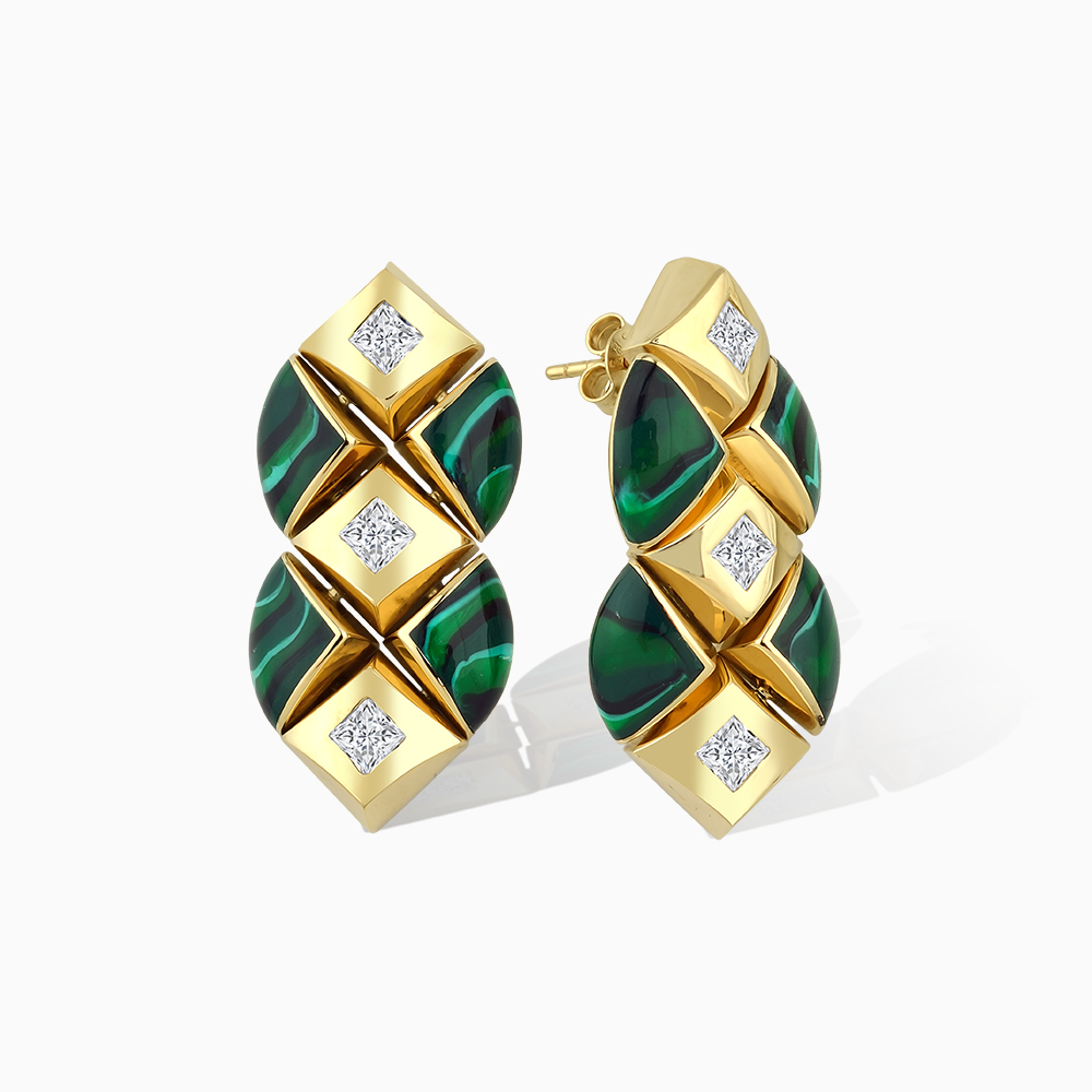 Althea Yeşil Mineli Altın Küpe