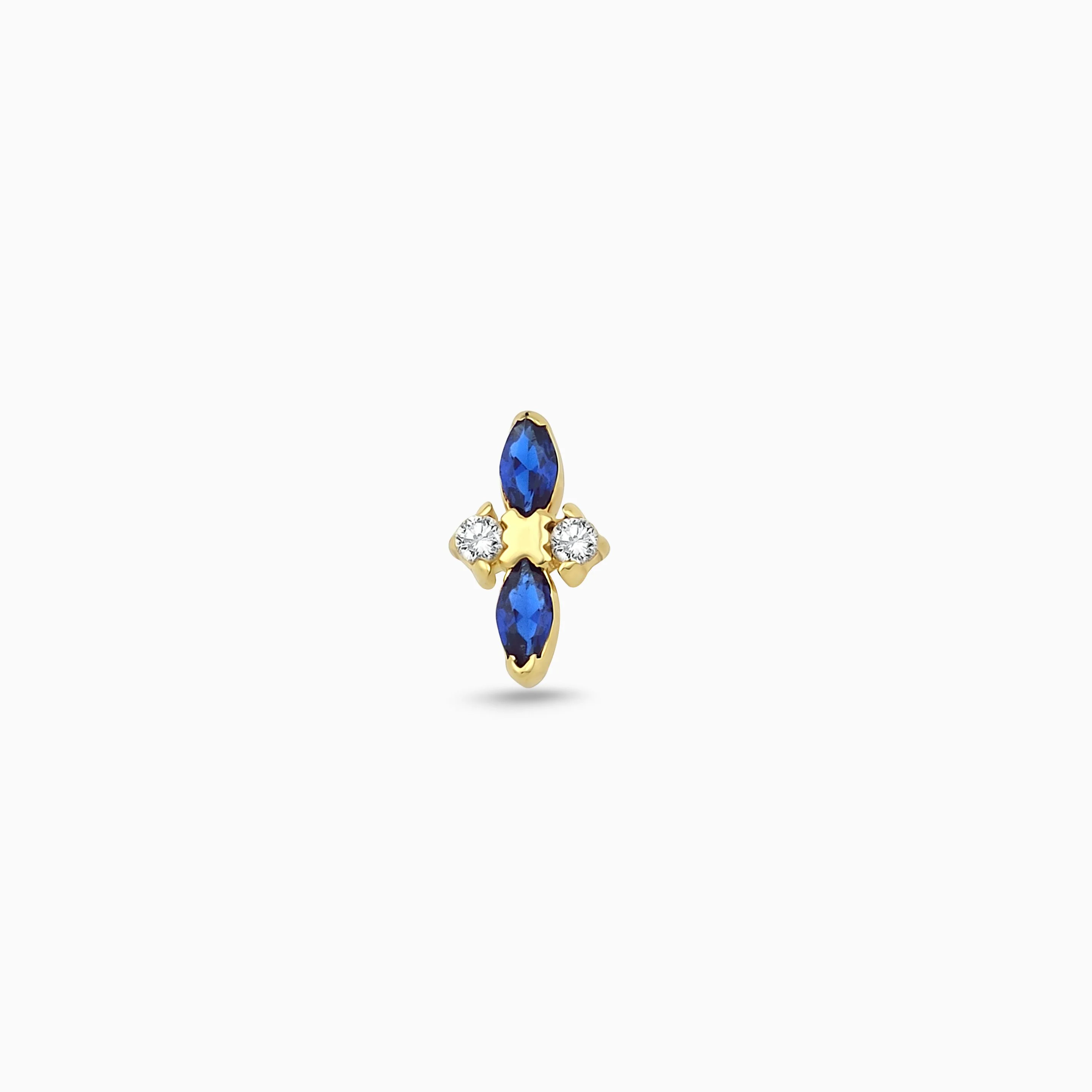 Mavi Markiz Taşlı Altın Piercing