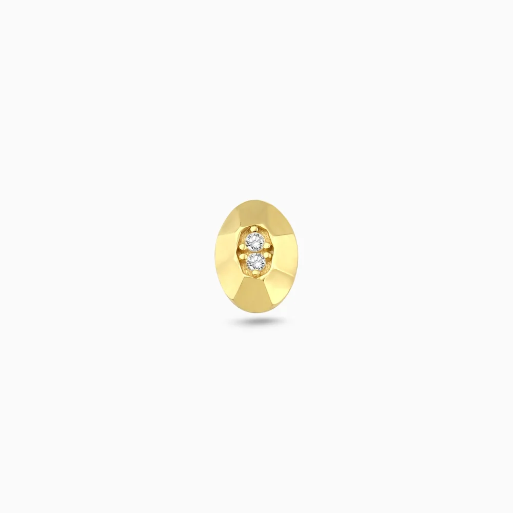 Çift Taşlı Oval Altın Piercing