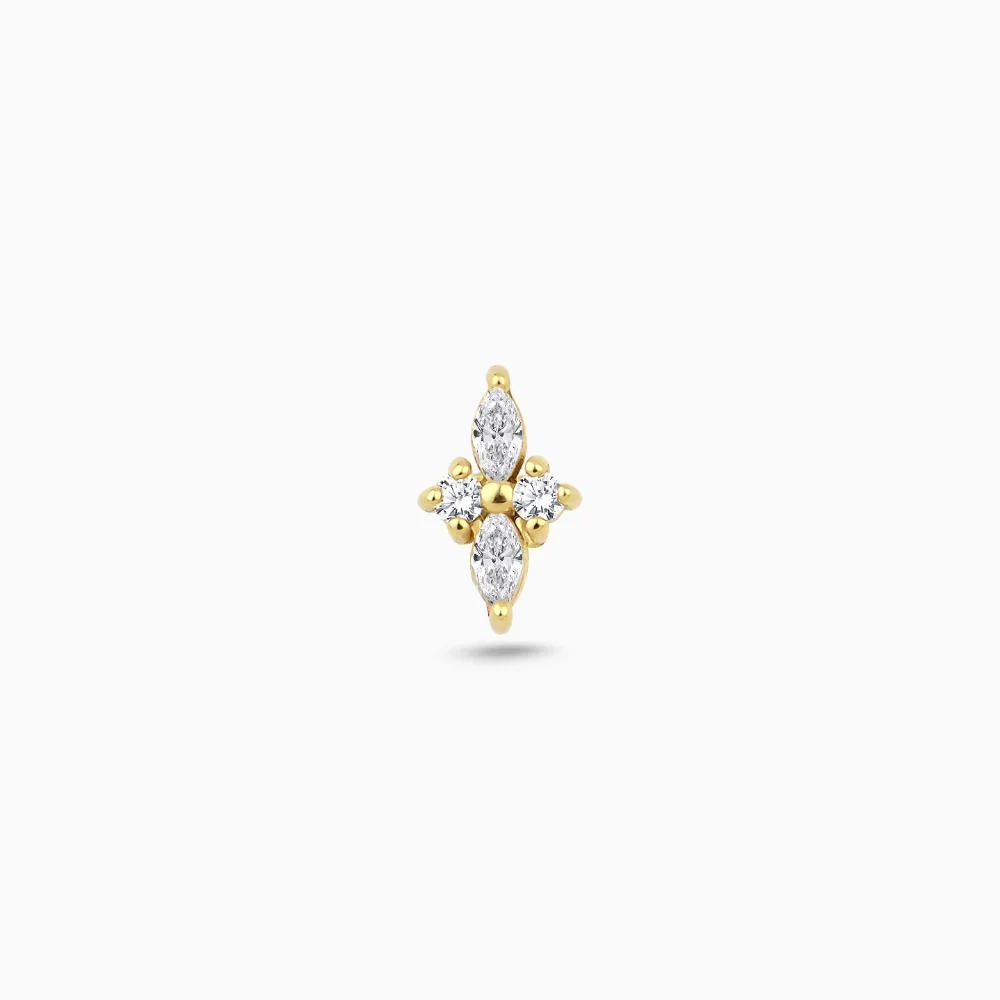 Markiz Taşlı Yıldız Altın Piercing