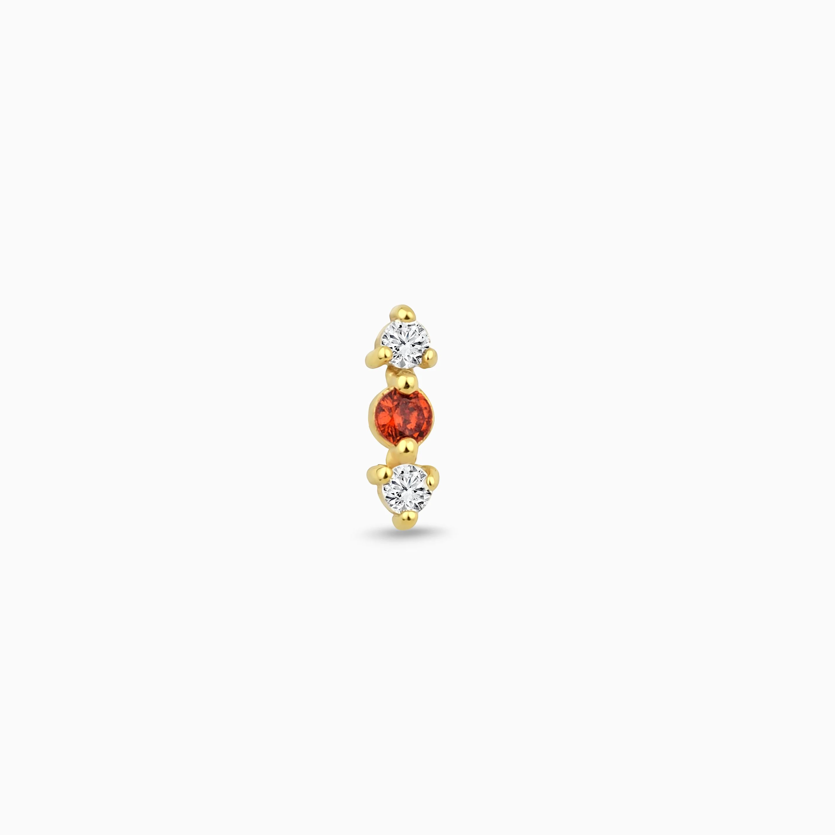 Kırmızı Taşlı Çift Ok Altın Piercing