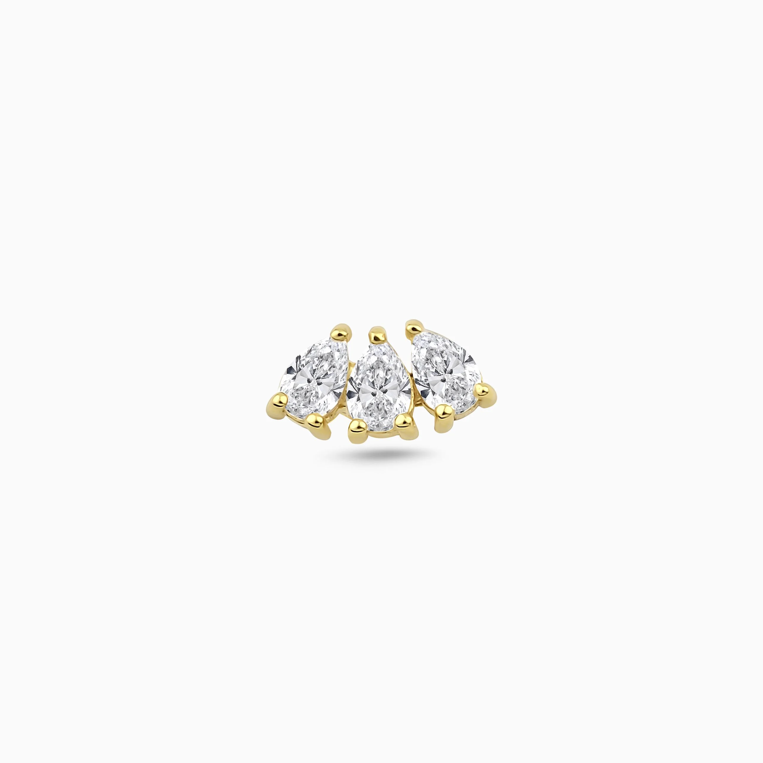 Üç Damla Taşlı Altın Piercing