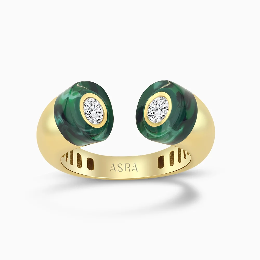 Alera Yeşil Mineli Altın Yüzük