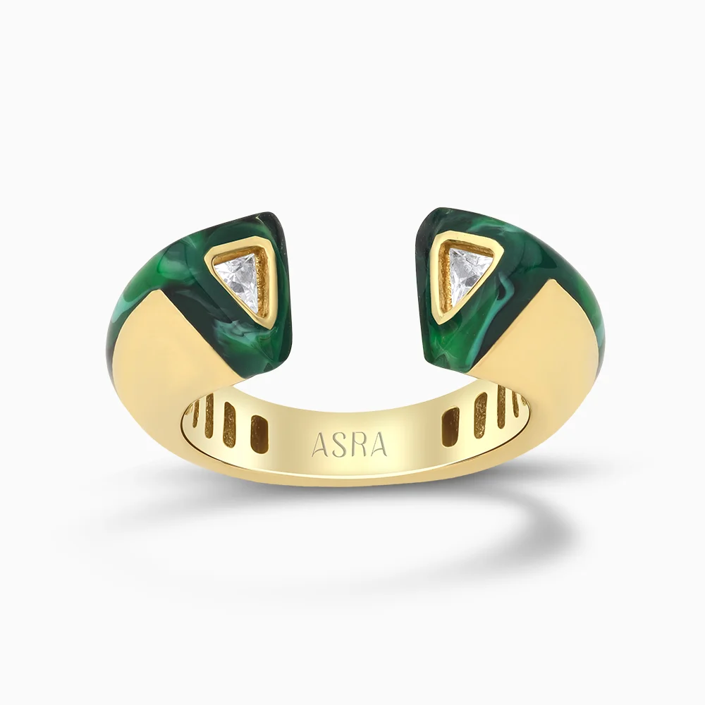Lureva Yeşil Mineli Altın Yüzük