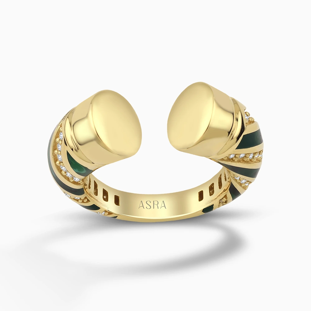 Iris Yeşil Mineli Altın Yüzük