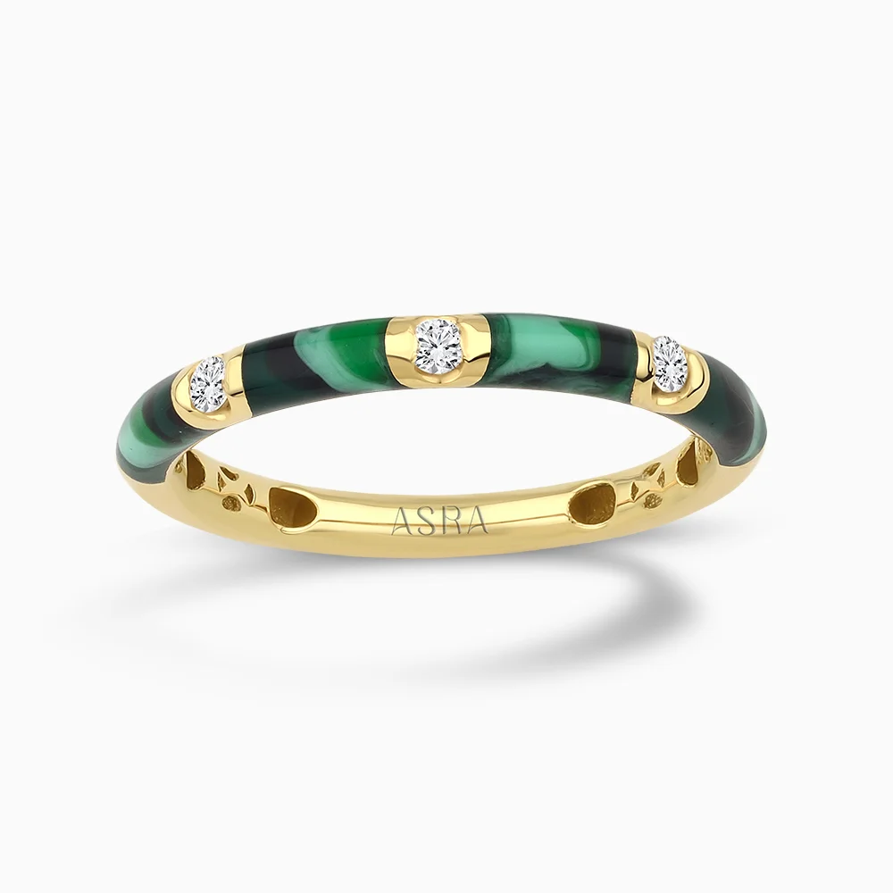 Eden Yeşil Mineli Altın Yüzük