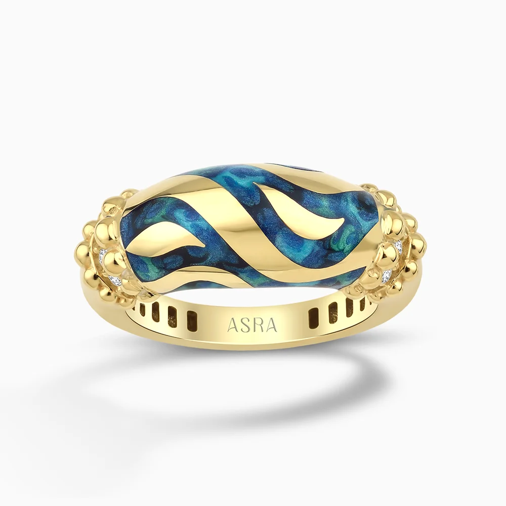 Noral Mavi Mineli Altın Yüzük