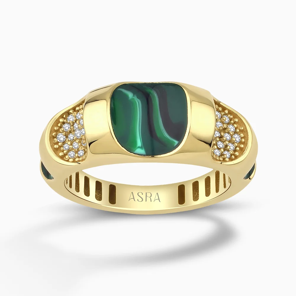 Loriva Yeşil Mineli Altın Yüzük