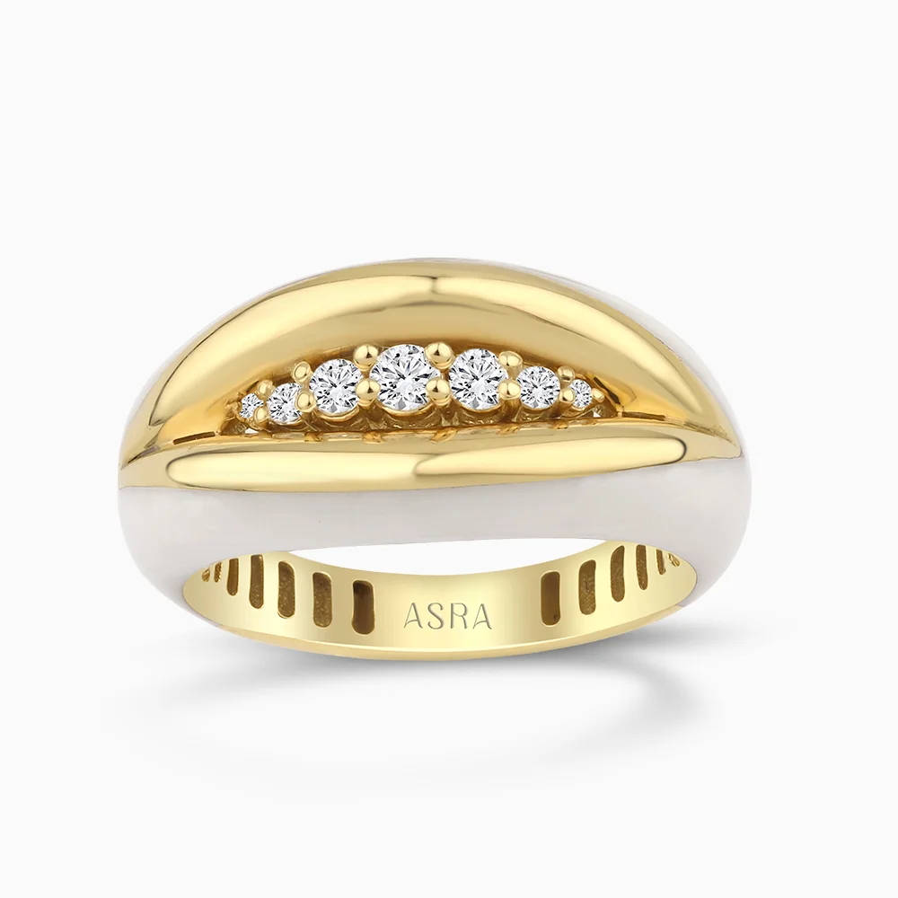 Noria Beyaz Mineli Altın Yüzük