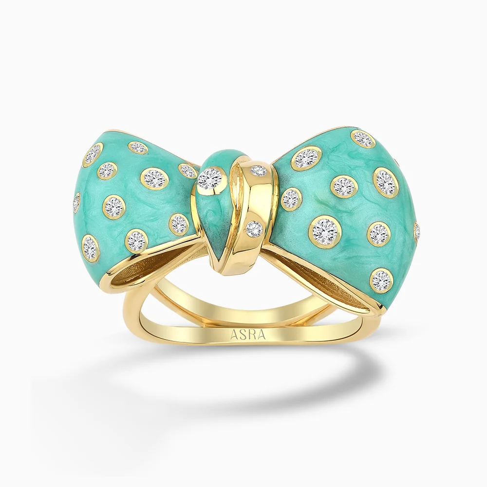 Fiora Mavi Mineli Altın Yüzük