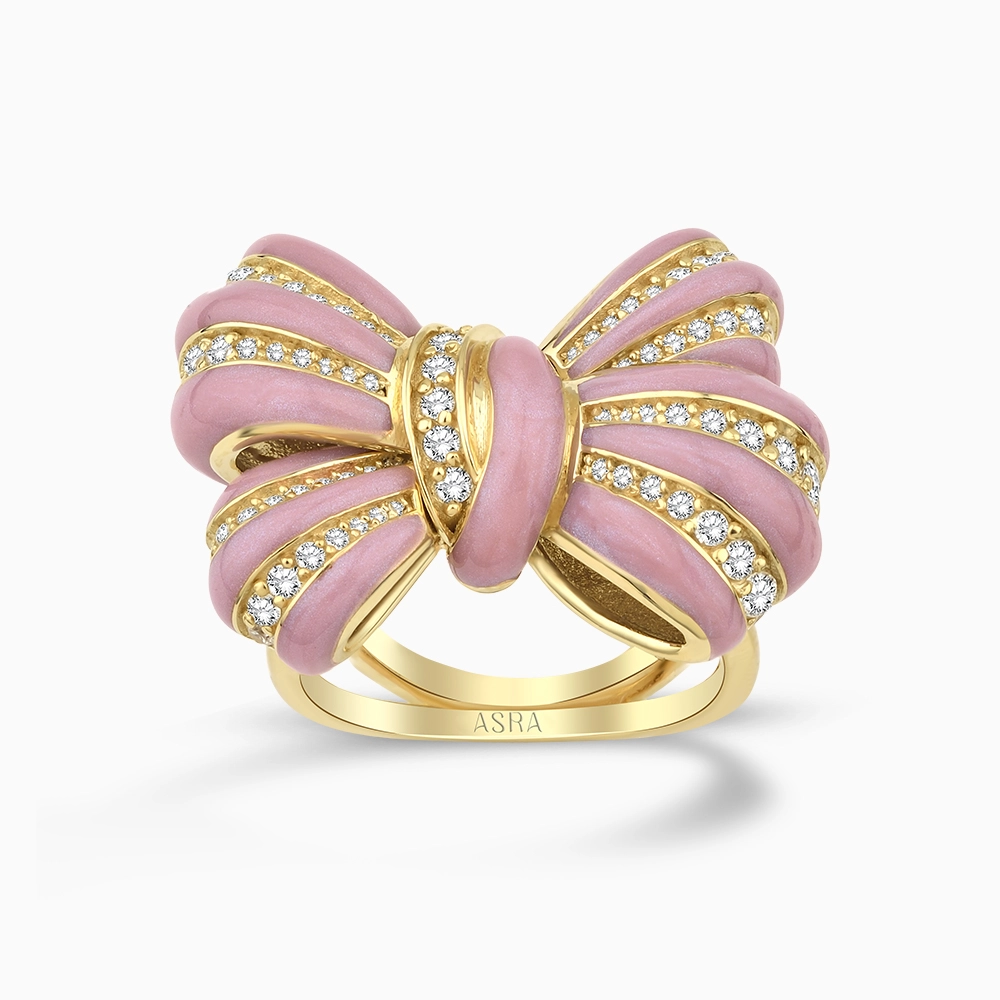 Fiora Pembe Mineli Altın Yüzük