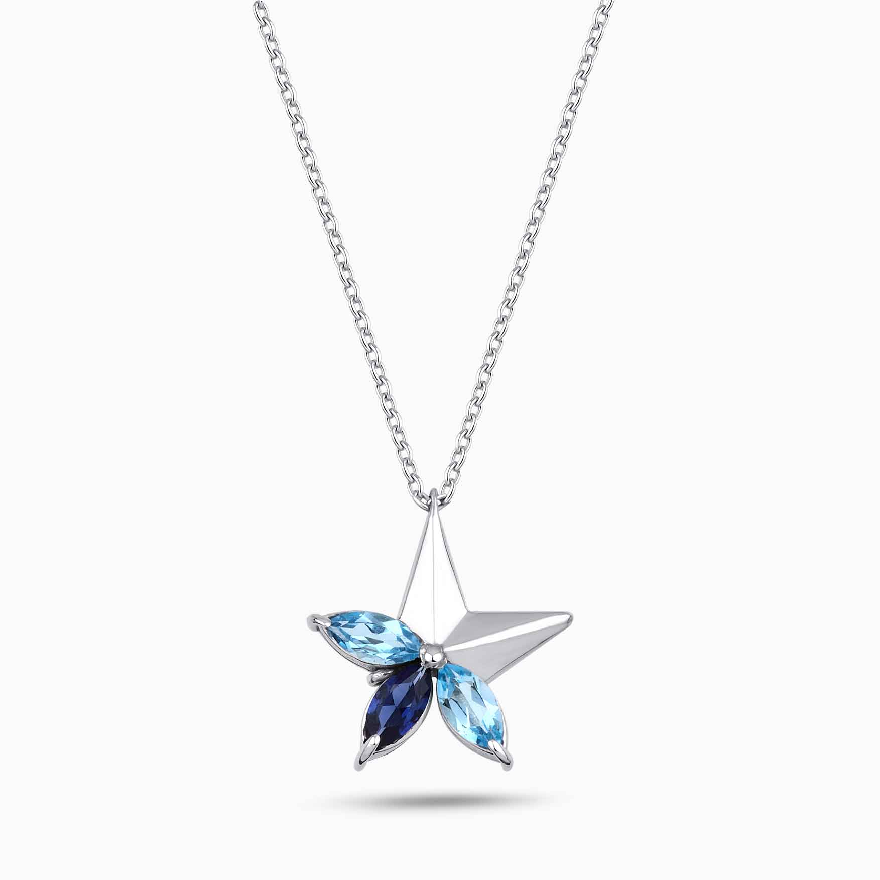 0.58 Karat Celestia Blue Topaz Safir Kolye