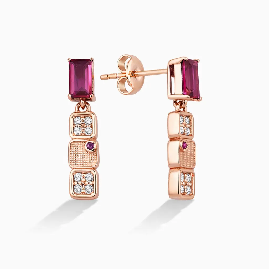 0.79 Karat Pırlanta Aurora Yakut Küpe