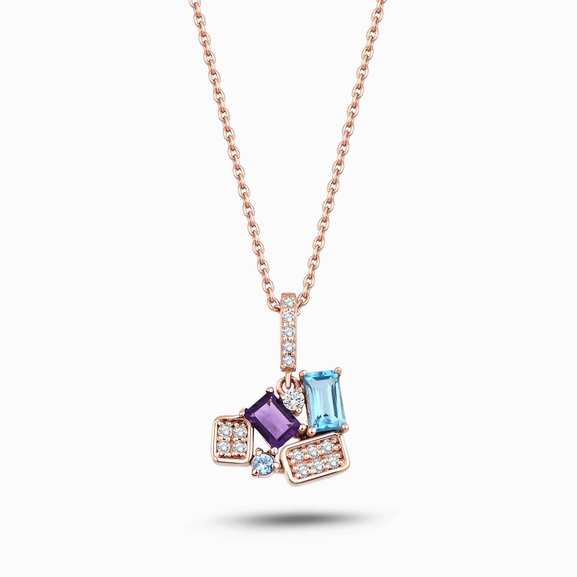 0.73 Karat Pırlanta Alara Blue Topaz Ametist Kolye