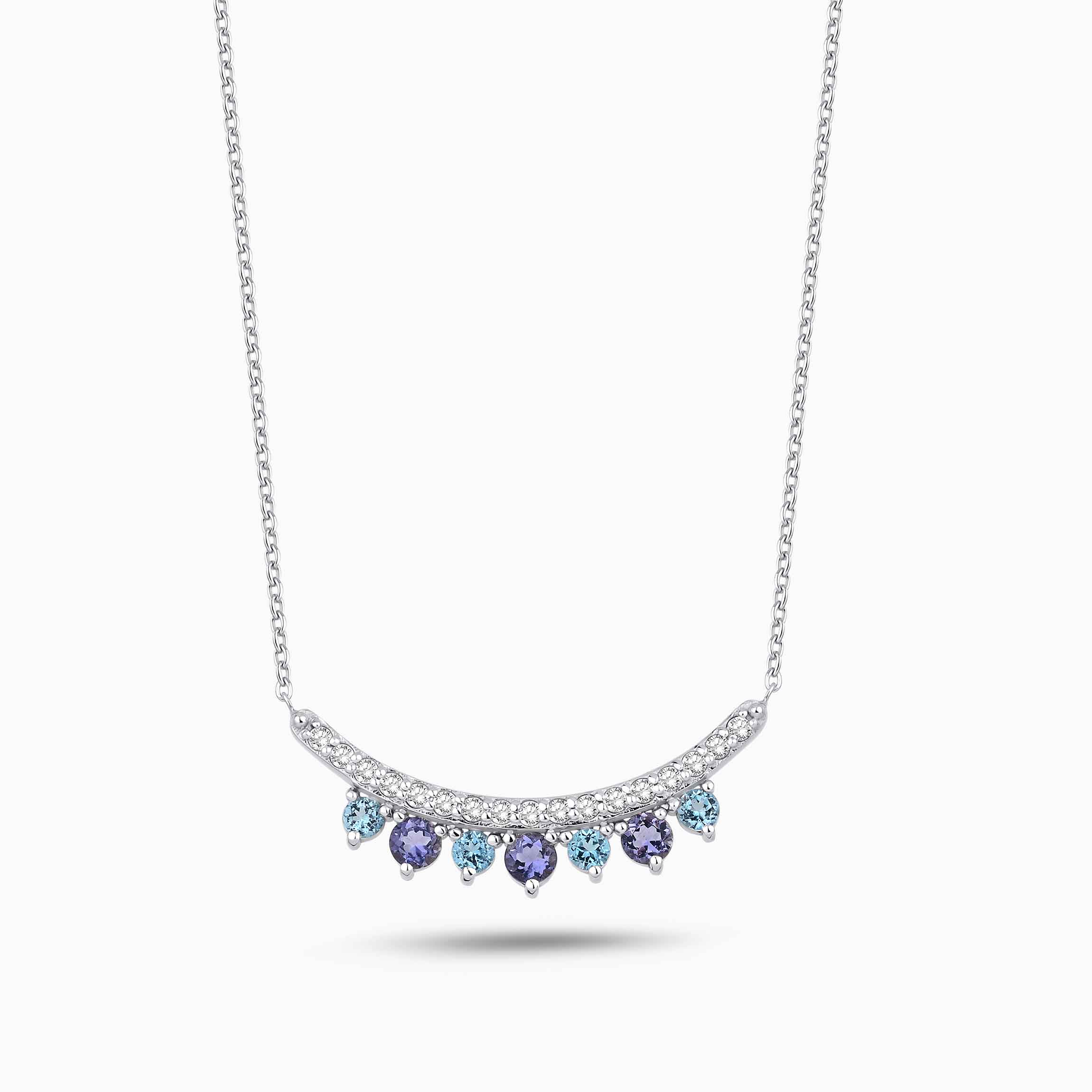 0.85 Karat Pırlanta Obeliks Blue Topaz Kolye