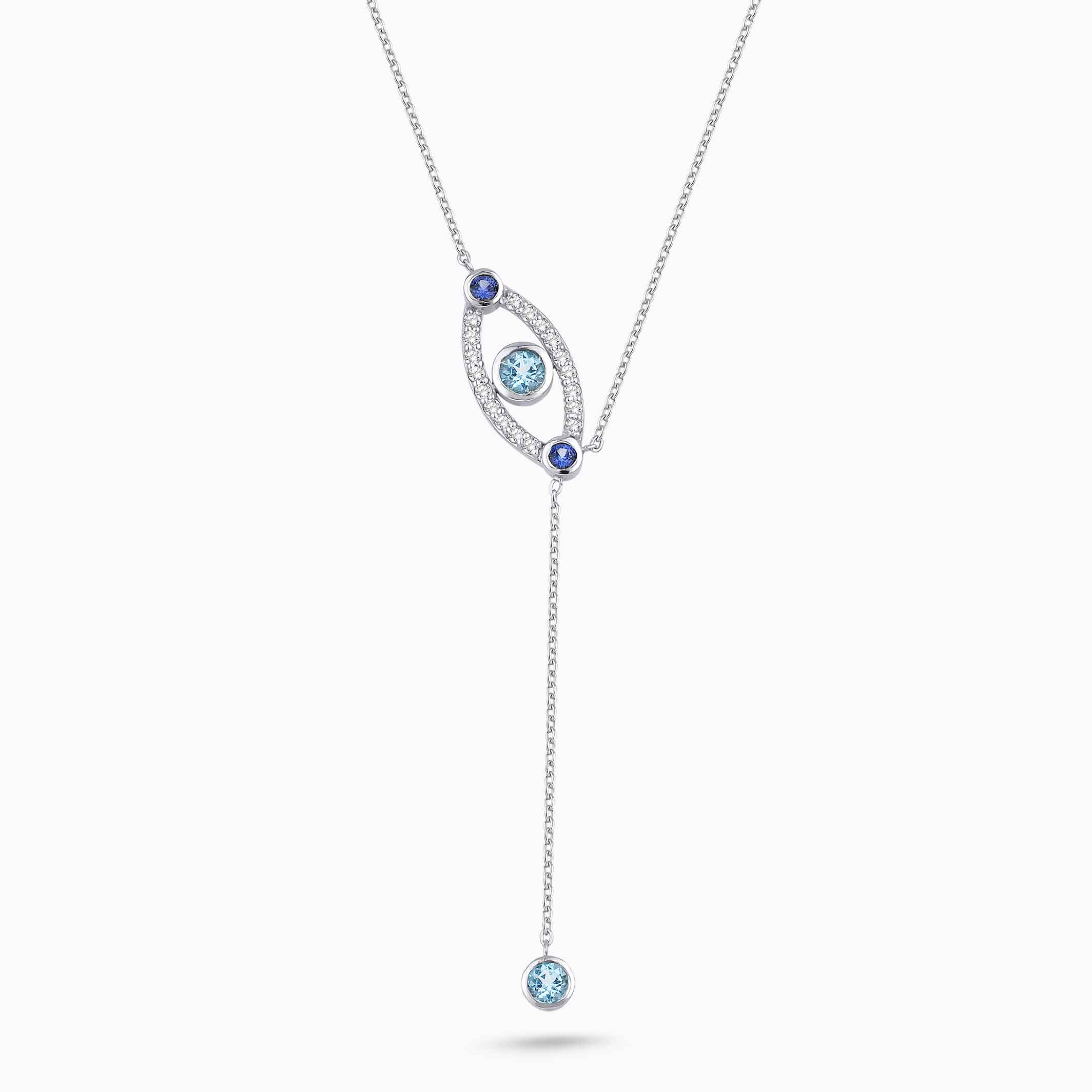 0.64 Karat Pırlanta Eyra Blue Topaz Göz Kolye