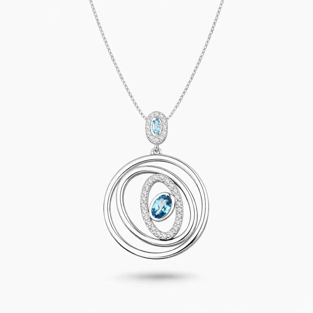 1.14 Karat Pırlanta Athena Blue Topaz Kolye