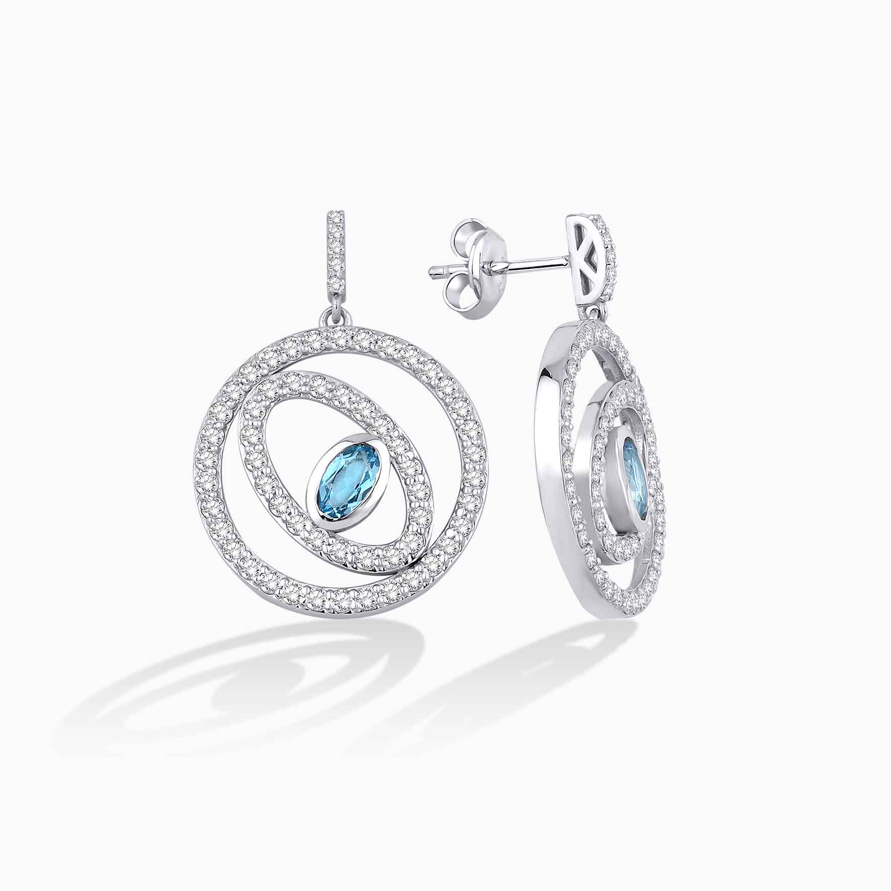 1.89 Karat Pırlanta Elonys Blue Topaz Küpe