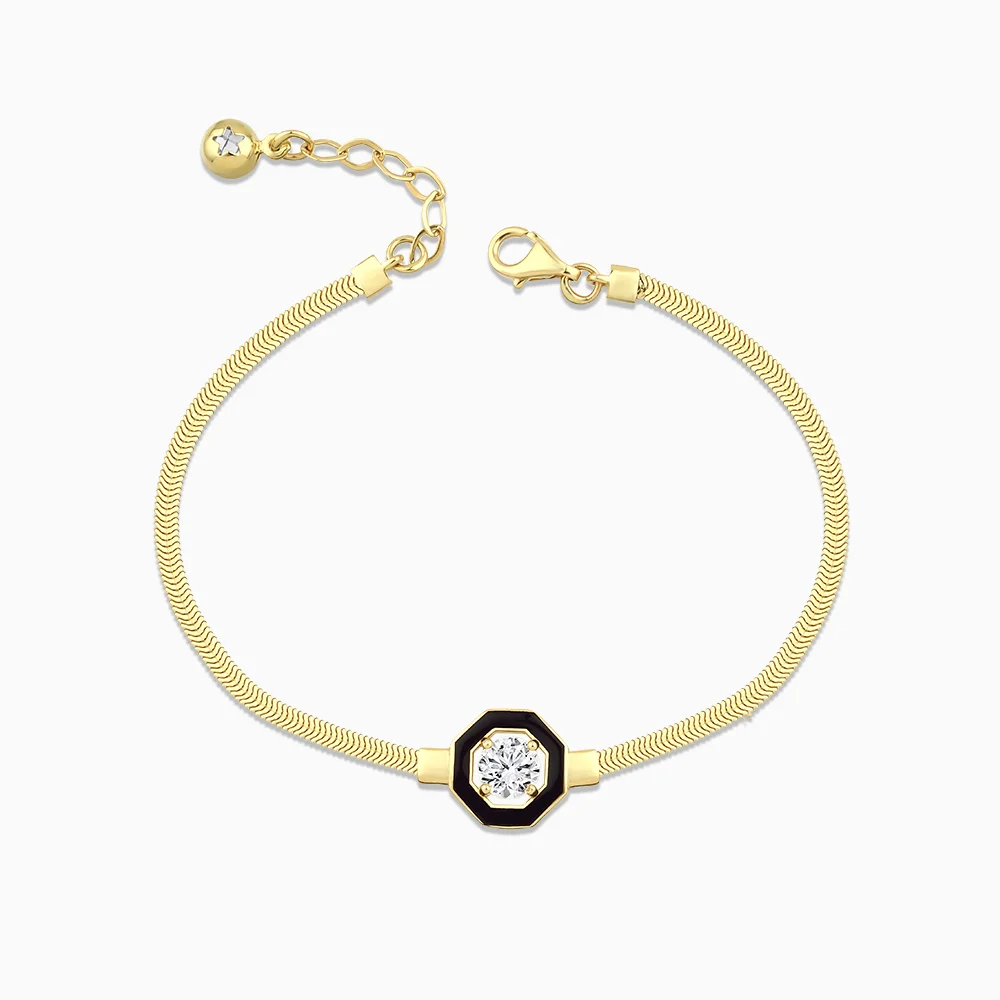 Siyah Mineli Tektaş Altın Bileklik