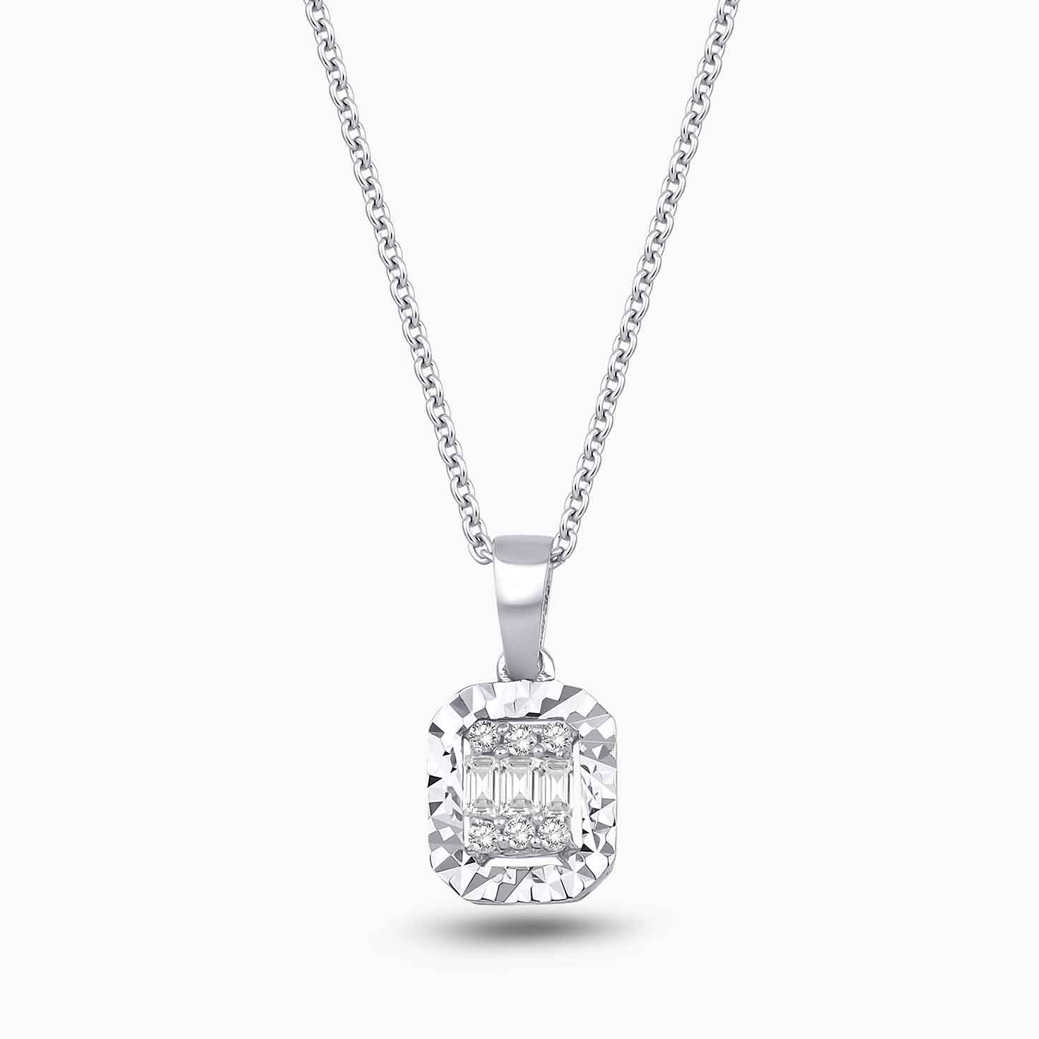 0.10 Karat Pırlanta Baget Radiant Kolye