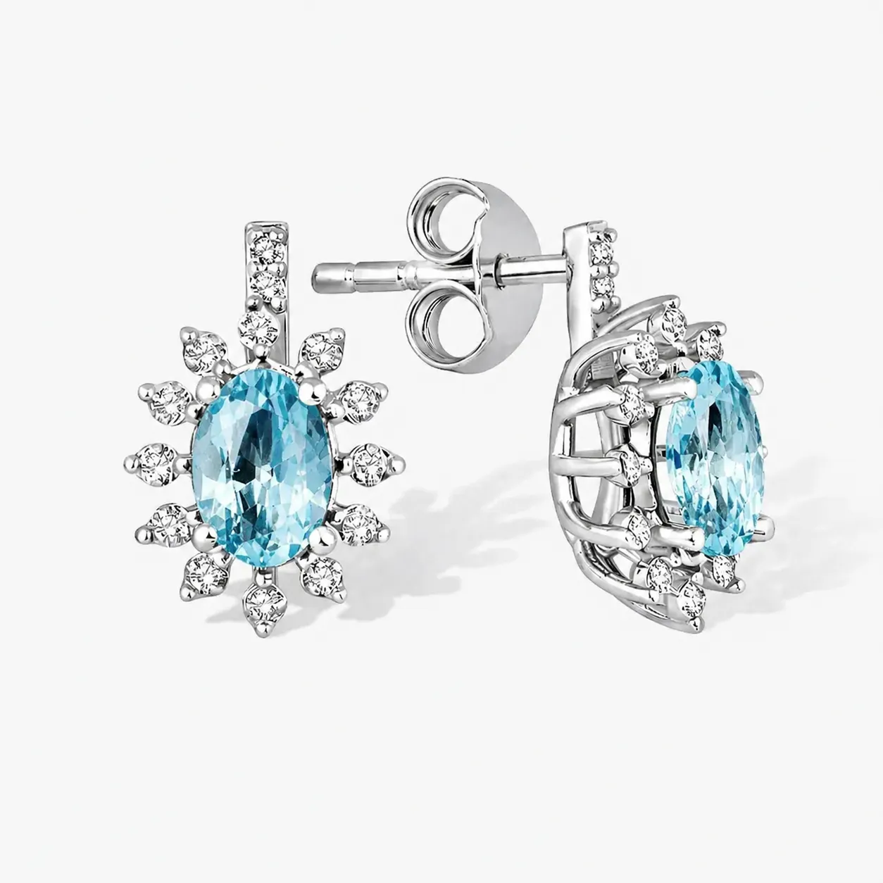 1.11 Karat Pırlanta Blue Topaz Küpe