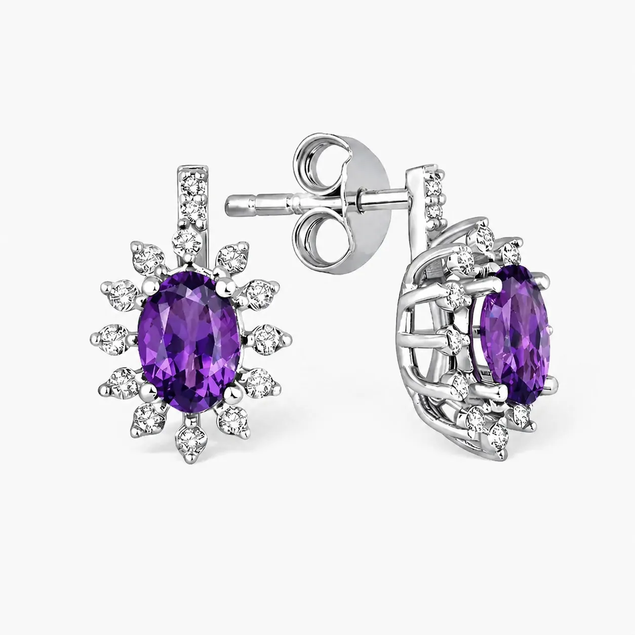 1.11 Karat Pırlanta Ametist Küpe