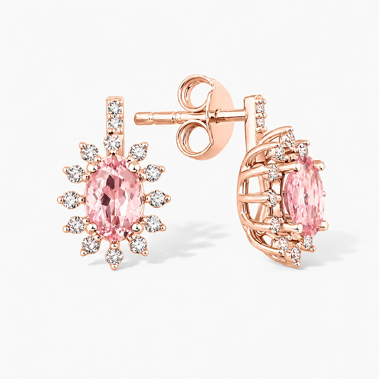 1.11 Karat Pırlanta Morganit Küpe