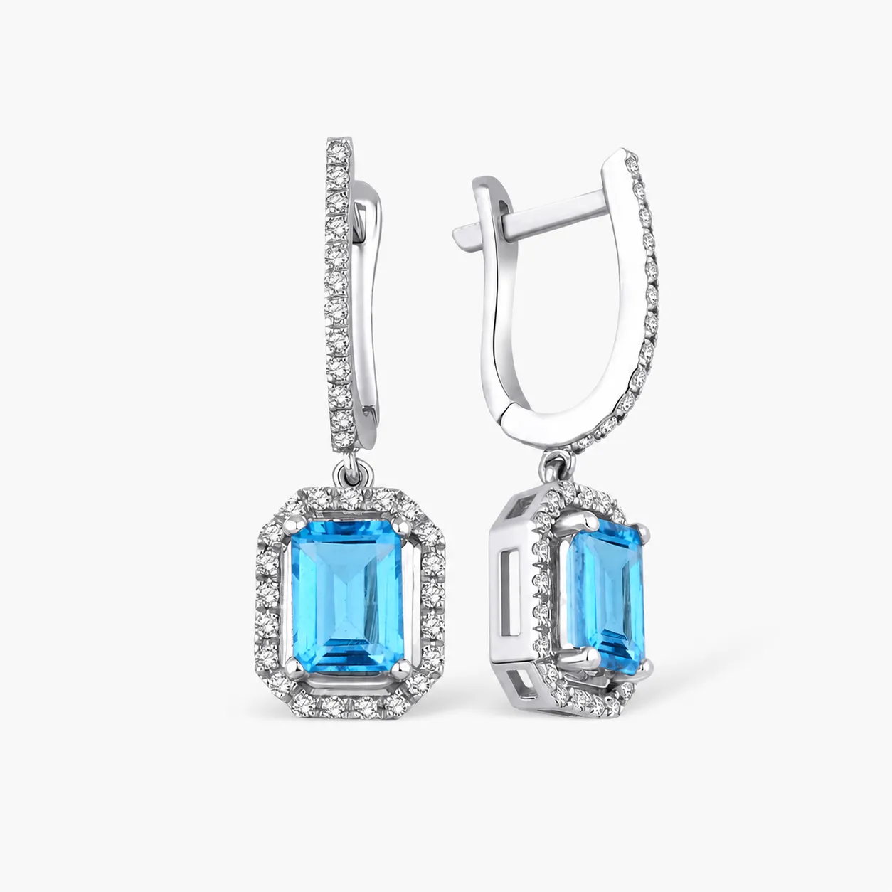 2.93 Karat Pırlanta Blue Topaz Küpe