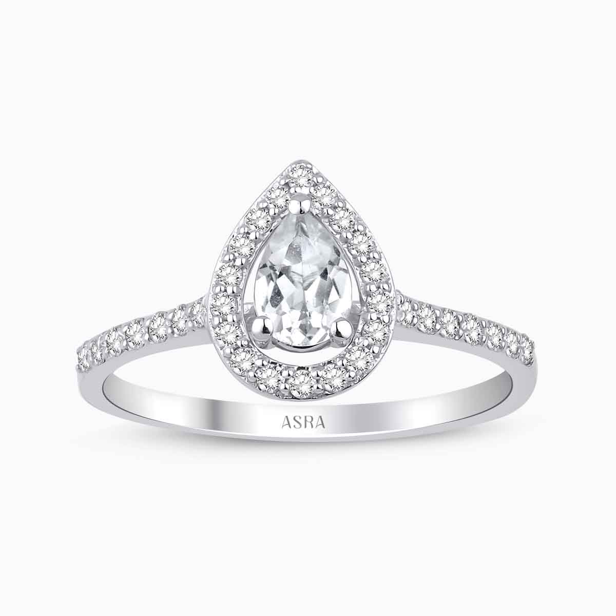 0.69 Karat Pırlanta Damla Topaz Yüzük