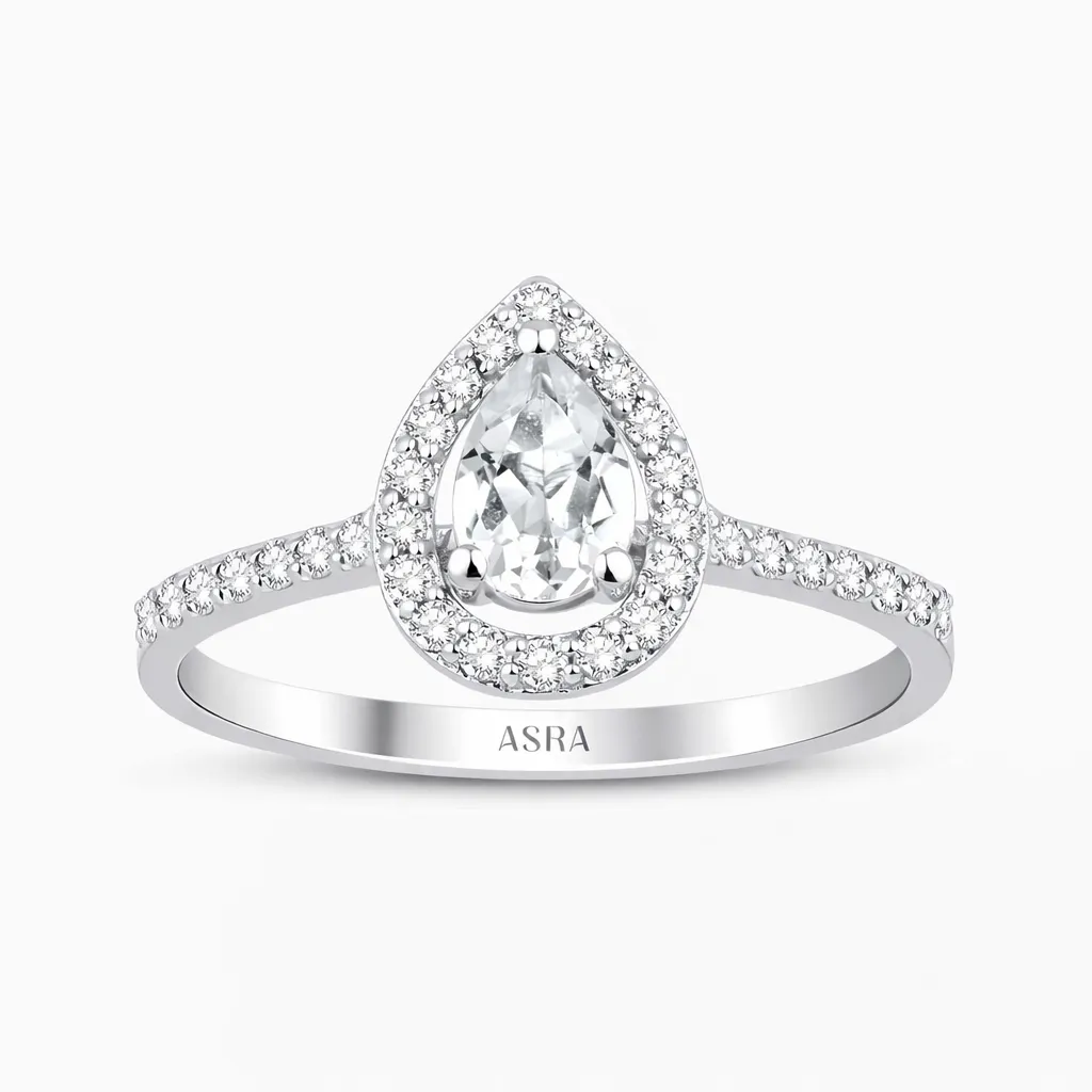 0.69 Karat Pırlanta Damla Topaz Yüzük