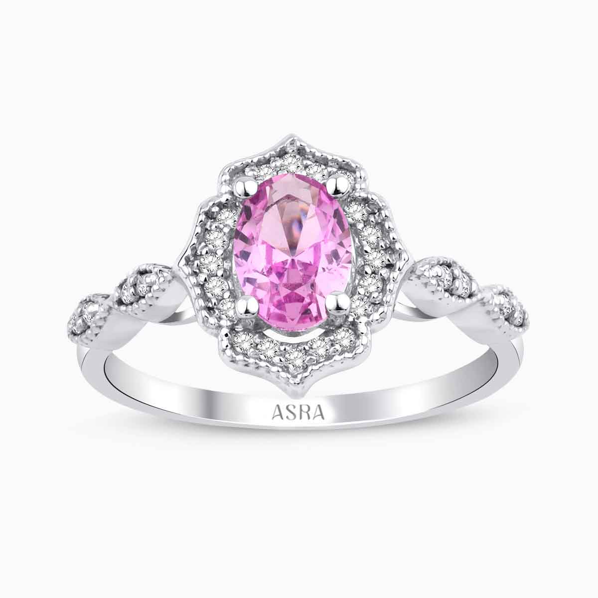 1.03 Karat Pırlanta Pembe Safir Yüzük