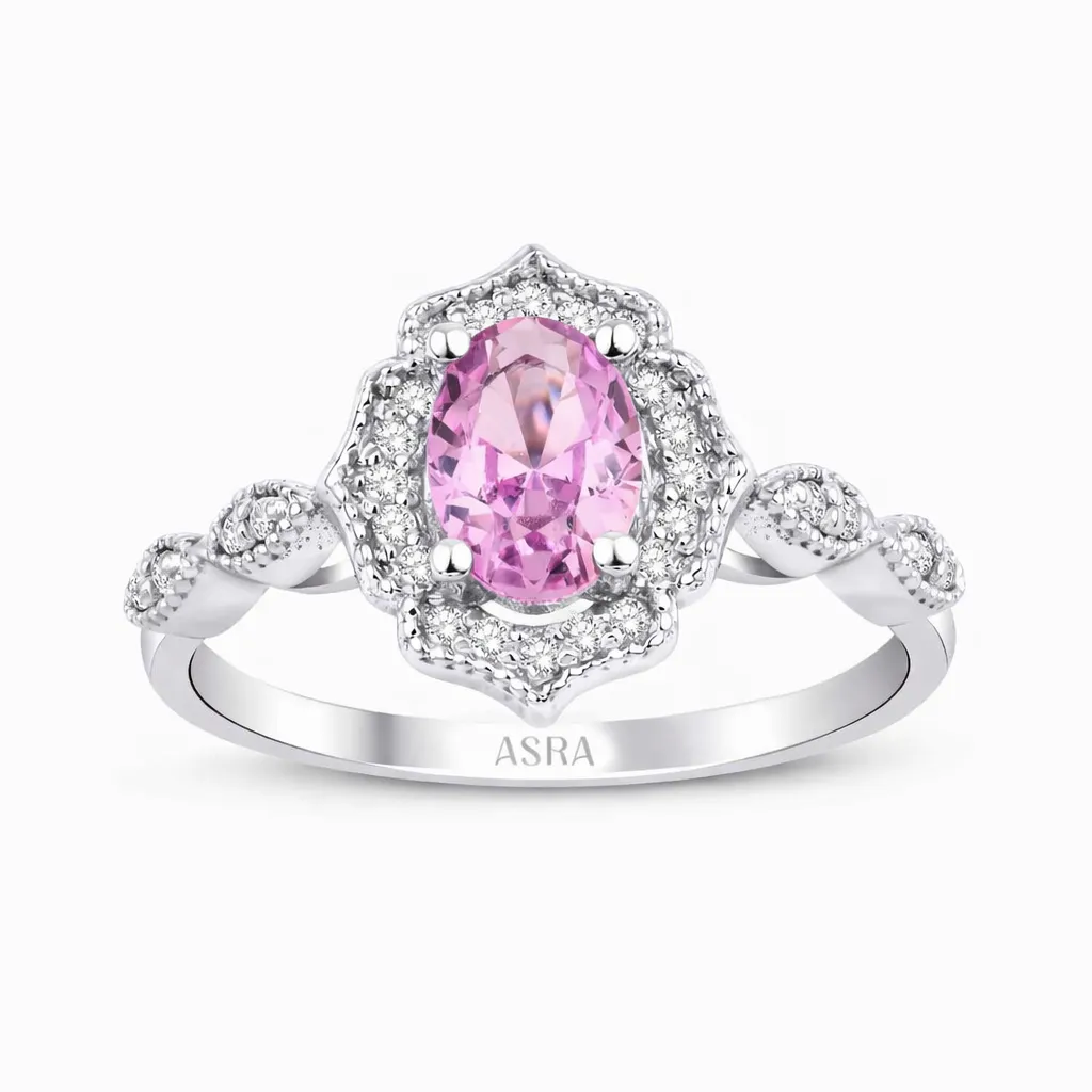 1.03 Karat Pırlanta Pembe Safir Yüzük