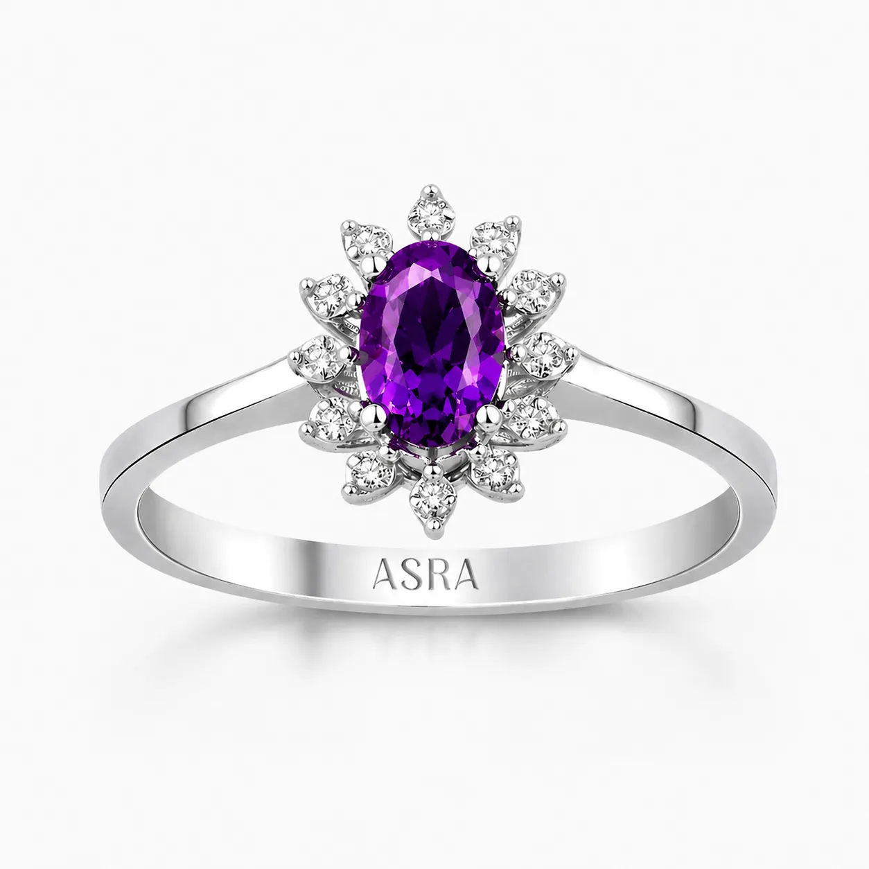 0.49 Karat Pırlanta Ametist Yüzük