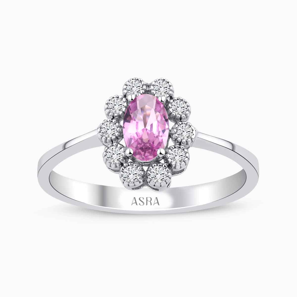 0.63 Karat Pırlanta Pembe Safir Yüzük