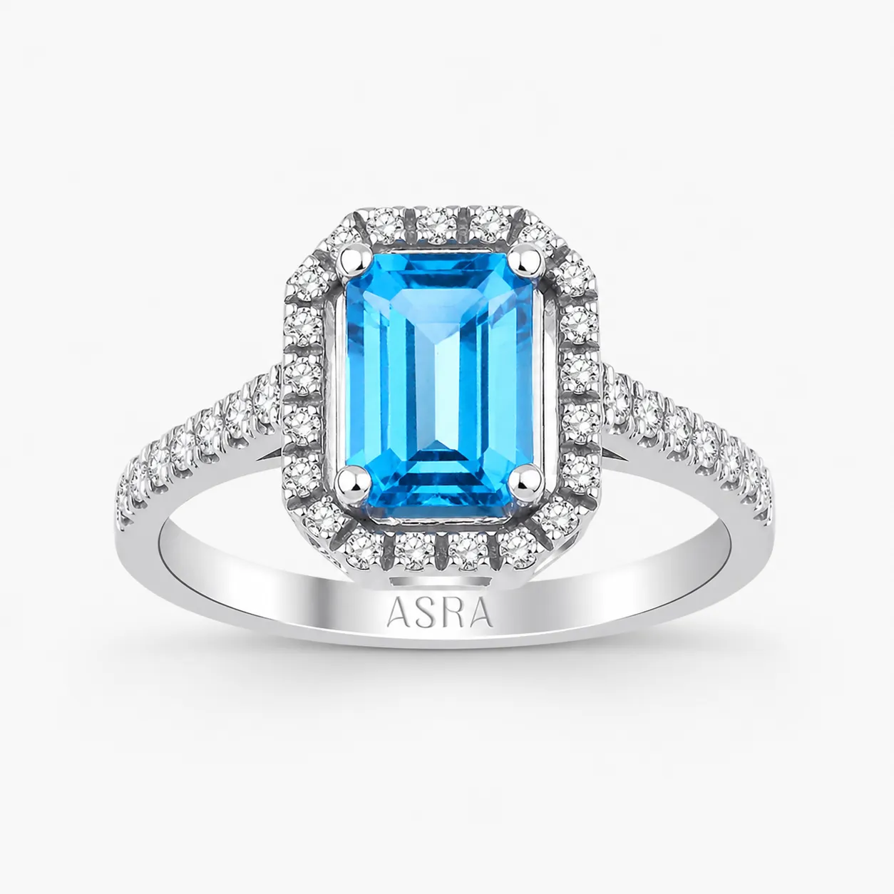 1.49 Karat Pırlanta Blue Topaz Yüzük