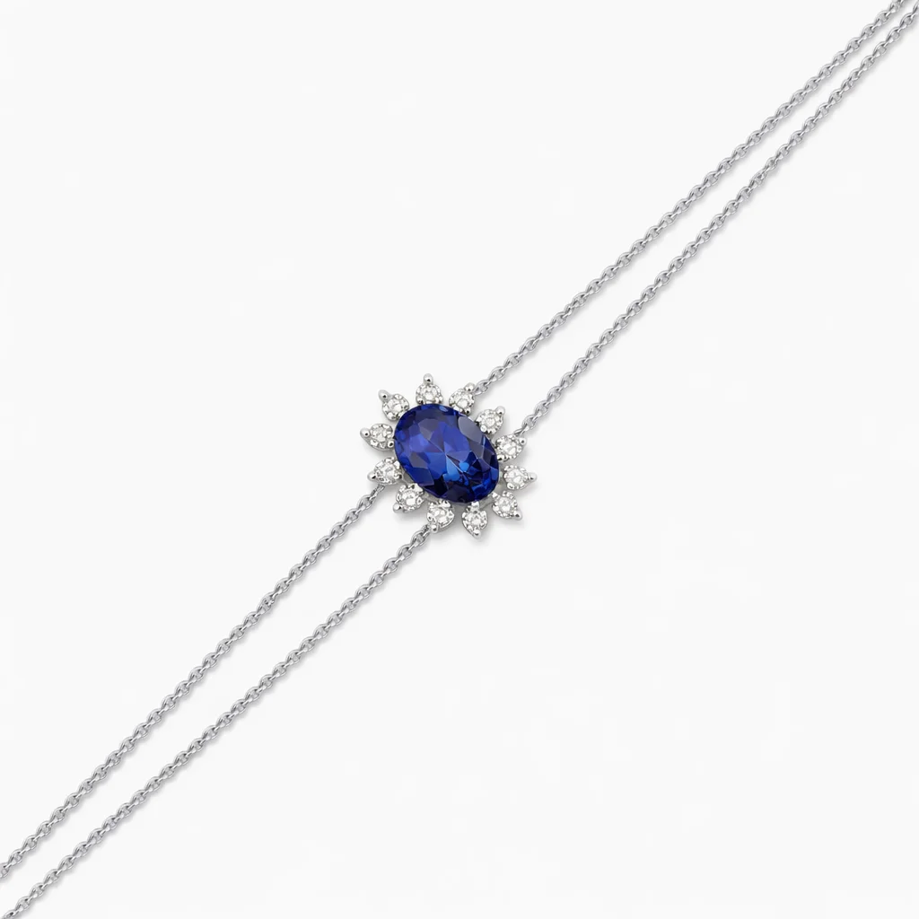 0.54 Karat Pırlanta Safir Bileklik